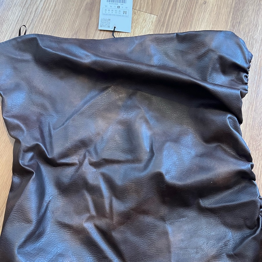 Zara Dark Brown Leather tube top
